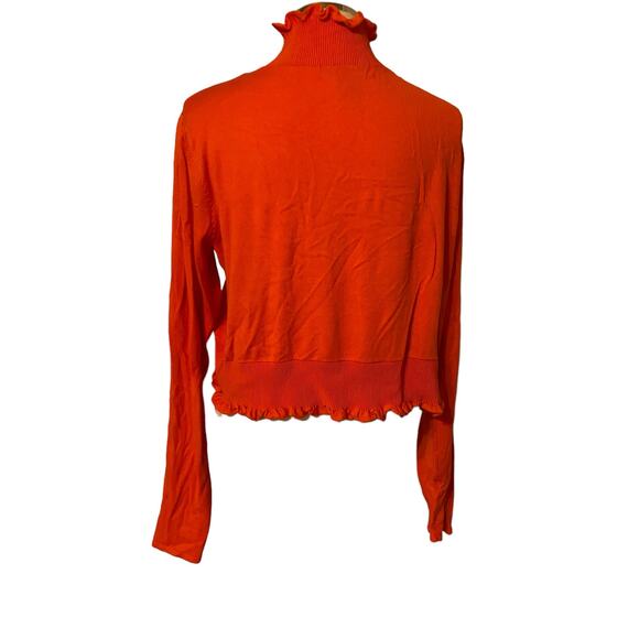 Ashley Stewart Orange Ruffled Open Front Cardigan Sweater Plus Size 18/20 - Picture 2 of 5